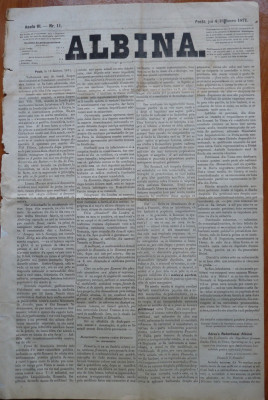 Ziarul Albina , nr. 11 , 1871 , Budapesta , in limba romana , Director V. Babes foto