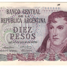 SV * Argentinan 10 PESOS / AUSTRALES 1973 - AUNC