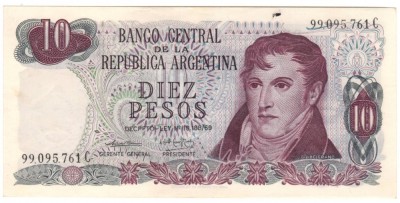 SV * Argentinan 10 PESOS / AUSTRALES 1973 - AUNC foto