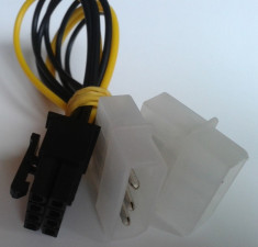Cablu adaptor de la 2x Molex la 8 pini PCI-Exp sau AGP pentru placa video foto