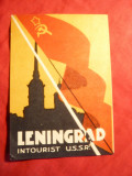 Vigneta - Eticheta Turistica - Leningrad - Inturist URSS