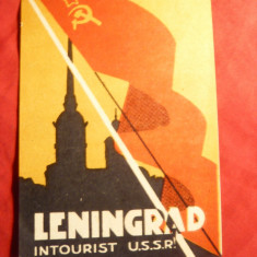 Vigneta - Eticheta Turistica - Leningrad - Inturist URSS