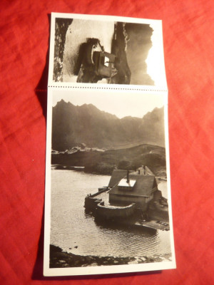 Ilustrata- Fotografie-dubla -Lacul si Cabana Balea , cca.1950 foto