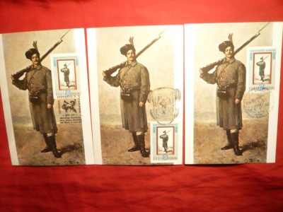 Set 3 Maxime- Pictura -Dorobantul lui Grigorescu cu 3 stamp. diferite foto