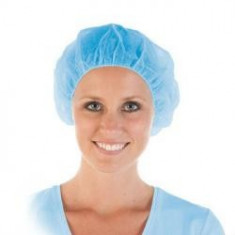 Boneta medicala cu elastic albastra, set de 100 bucati, bonete cosmetice foto
