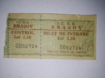 Bilet intrare I.C.R.S. Brasov - 1,5lei foto