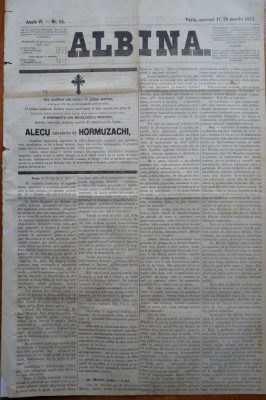 Ziarul Albina , nr. 24 , 1871 , Budapesta , in limba romana , Director V. Babes foto