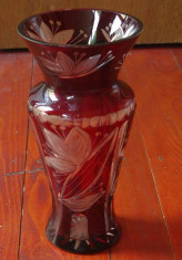 Vaza rubin model deosebit - lucrata manual cu modele gravate !!! foto