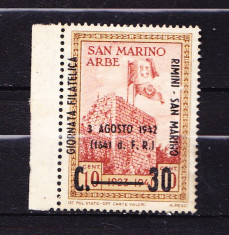 Timbre SAN MARINO 1942 = EXPOZ. INT. FILATELIE - RIMINI SUPRATIPAR foto