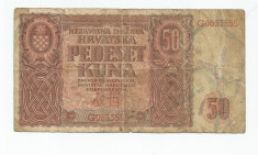 LL bancnota Croatia 50 kuna 1941 foto