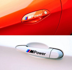 Stickere BMW M POWER manere masina, alb set de 4 bucati foto