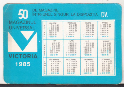 bnk cl Calendar de buzunar 1985 Magazinul Victoria - retur Div A 1984 1985 foto