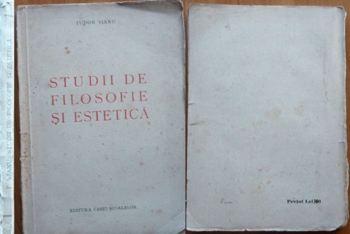 Tudor Vianu , Studii de filosofie si estetica , 1939 , editia 1