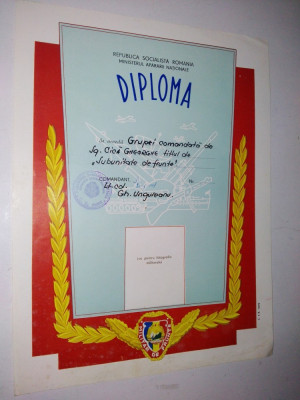 Diploma M.A.N. - R.S.R. - Militar de Frunte ~3~ foto