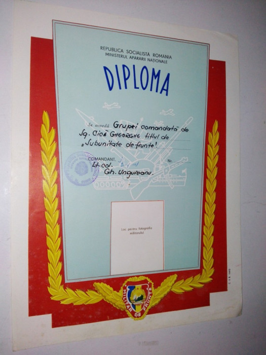 Diploma M.A.N. - R.S.R. - Militar de Frunte ~3~