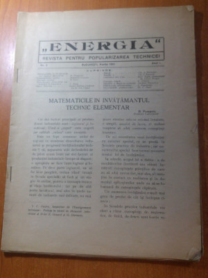 revista energia martie 1921 -revista pt. popularizarea tehnicei-anul 1,nr.3 foto