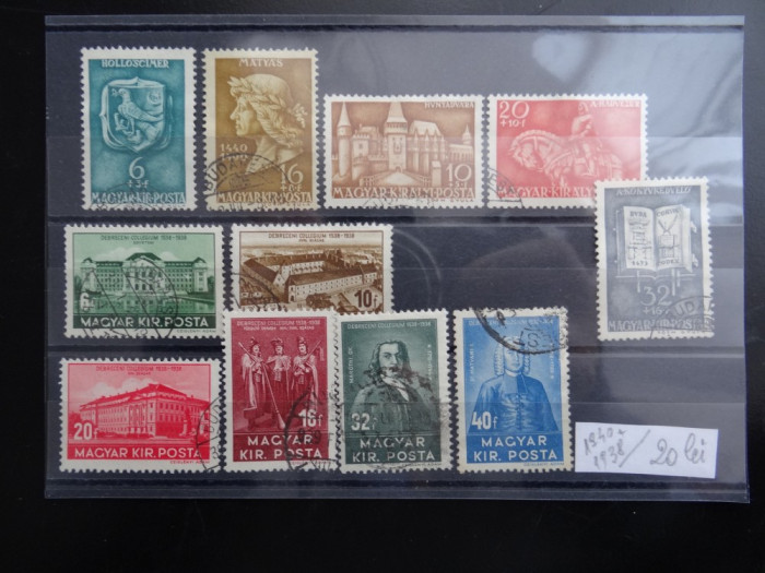 Lot timbre Ungaria-Magyar posta-1938-1940-stampilate