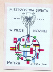 1966 POLONIA Colita Campionat Mondial Fotbal Londra neuzata ** MNH foto