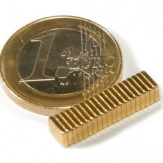 Magnet neodim bloc, 5x4x1 mm, putere 350 g, placat aur foto