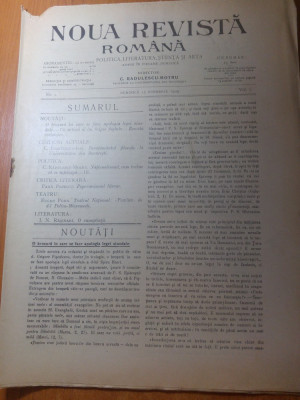 revista &amp;quot;noua revista romana&amp;quot; 15 noiembrie 1909-art. c. radulescu motru foto