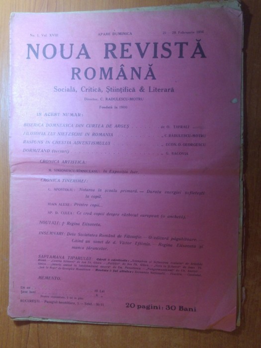 noua revista romana 21-28 februarie 1916-moartea reginei elisabeta-carmen silva