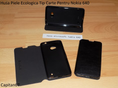 Husa Piele Ecologica Tip Carte Pentru Nokia 640 foto