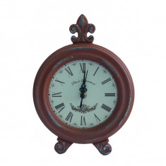 Ceas de masa cu aspect vintage, de lemn Maro foto
