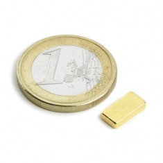 Magnet neodim bloc, 10x5x2 mm, putere 1,3 kg, placat aur foto