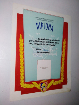Diploma M.A.N. - R.S.R. - Militar de Frunte ~2~ foto