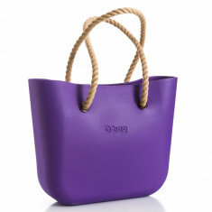 Geanta O&amp;#039;Bag violet, manere funie bej si sac interior bej foto