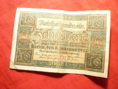 Bancnota 10 Marci 1920 Germania ,cal.medie-buna foto