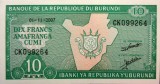 Cumpara ieftin Bancnota exotica 10 FRANCI - BURUNDI, anul 2007 * Cod 824 = UNC