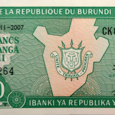 Bancnota exotica 10 FRANCI - BURUNDI, anul 2007 * Cod 824 = UNC