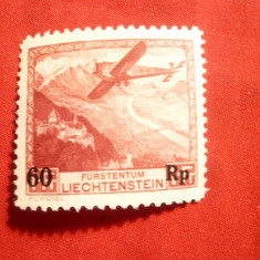 Serie- Posta Aeriana ,supratipar 60 pe 1 fr. 1935 Liechtenstein ,1 val. sarniera