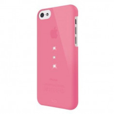 Carcasa protectie spate din plastic cu cristale Swarovski pentru iPhone 5C - roz foto