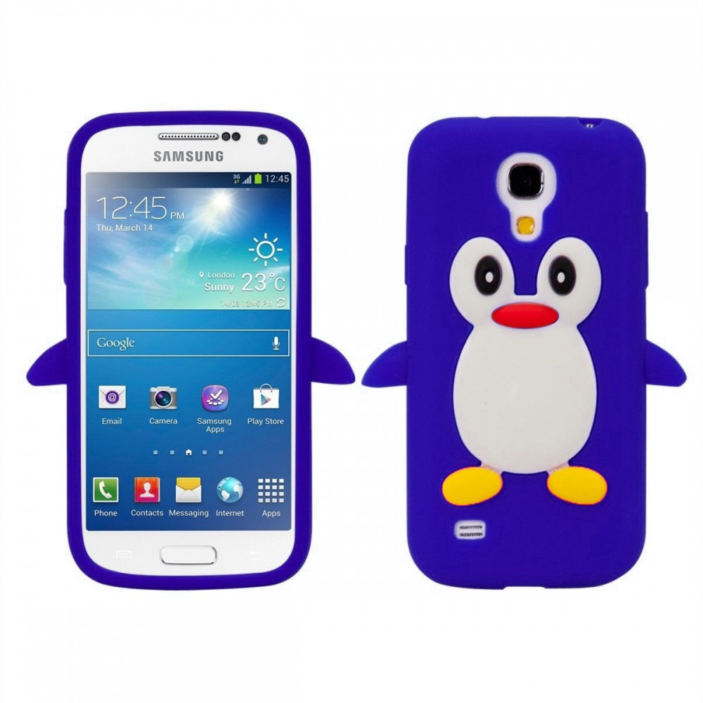 Husa silicon Samsung Galaxy S4 mini DARK BLUE PINGUIN + folie protectie,  Carcasa | Okazii.ro
