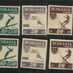 ROMANIA 1946 - ORGANIZATIA SPORTULUI POPULAR, DANTELAT SI NE, MNH - LP 199