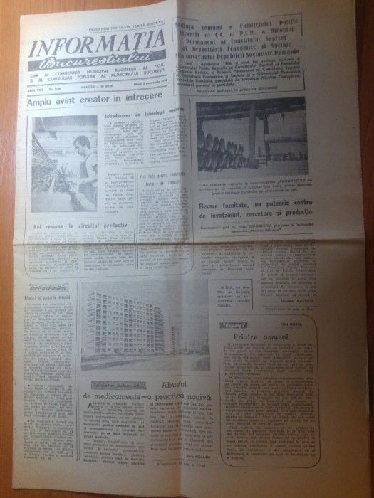 ziarul informatia bucurestiului 2 noiembrie 1976-foto bd. leontin salajan