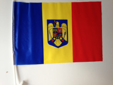 STEAG tricolor ROMANIA steag AUTO cu suport RO40 foto