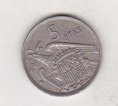 bnk mnd Spania 5 pesetas 1957 (1975) foto