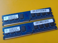 Kit 2GB DDR2 Desktop,1GBx2,Brand NANYA,800Mhz,PC2-6400,CL6,Single Sided foto