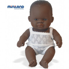 Baby African Baiat Miniland Papusa 21Cm foto