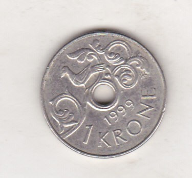 bnk mnd Norvegia 1 coroana 1999 foto