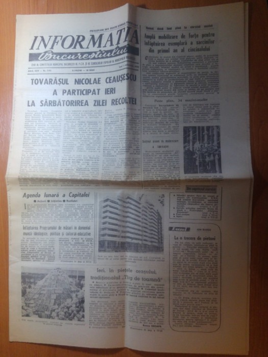 ziarul informatia bucurestiului 1 noiembrie 1976-vizita lui ceausescu in jud.olt