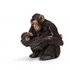 Figurina Animal Cimpanzeu Femela Cu Pui foto