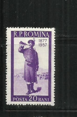 ROMANIA 1957 - 80 DE ANI DE LA RAZBOIUL PT.INDEPENDENTA ROM. - LP 437- MNH foto