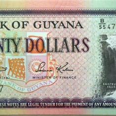 Bancnota exotica 20 DOLARI - GUYANA * Cod 830 = UNC
