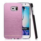 Husa MOTOMO PINK pelicula aluminiu Samsung Galaxy S6 si folie protectie ecran, Transparent