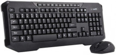 Tastatura Natec Pompano, wireless, negru, si mouse optic foto