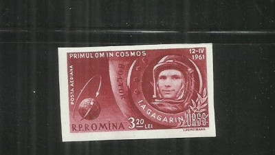 ROMANIA 1961 - PRIMUL OM IN COSMOS NEDANTELAT - LP 516 a - MNH foto